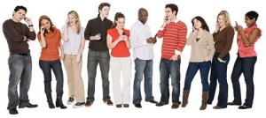 People using cell phones Original Filename: people cell phones.jpg