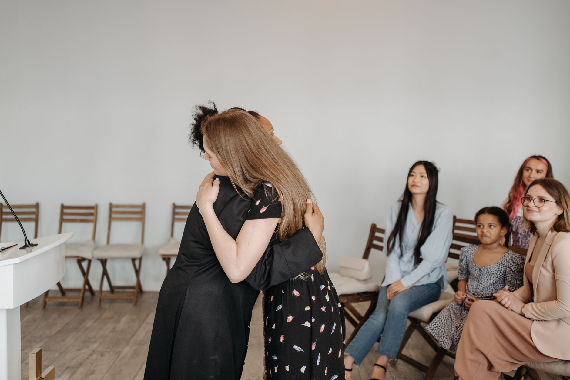 Women gathering for services.